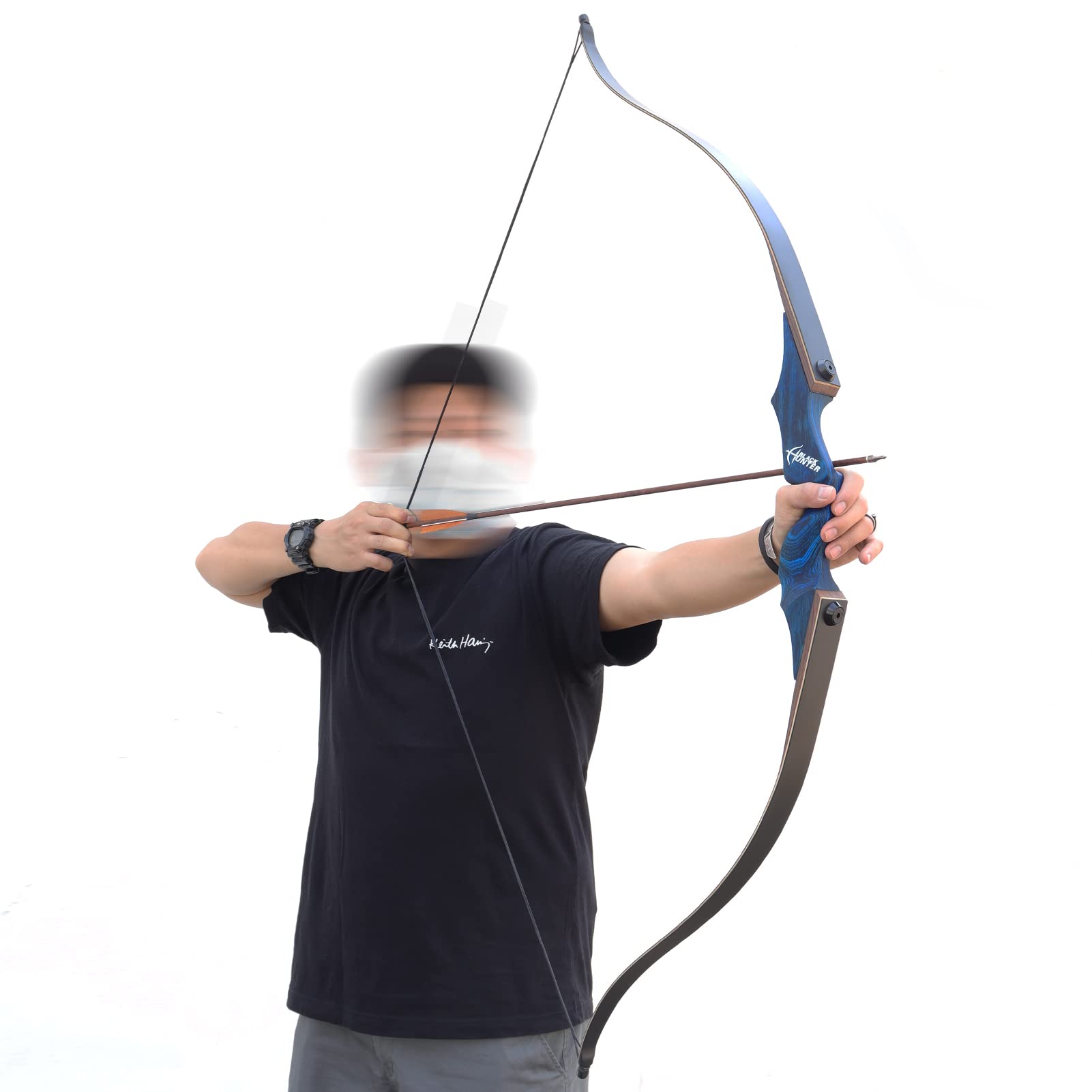 60 Zoll Black Hunter Bogen 20-60lbs Takedown Recurvebogen Rechte Hand Pfeil Und Bogen Erwachsene Anfänger Schießübungen