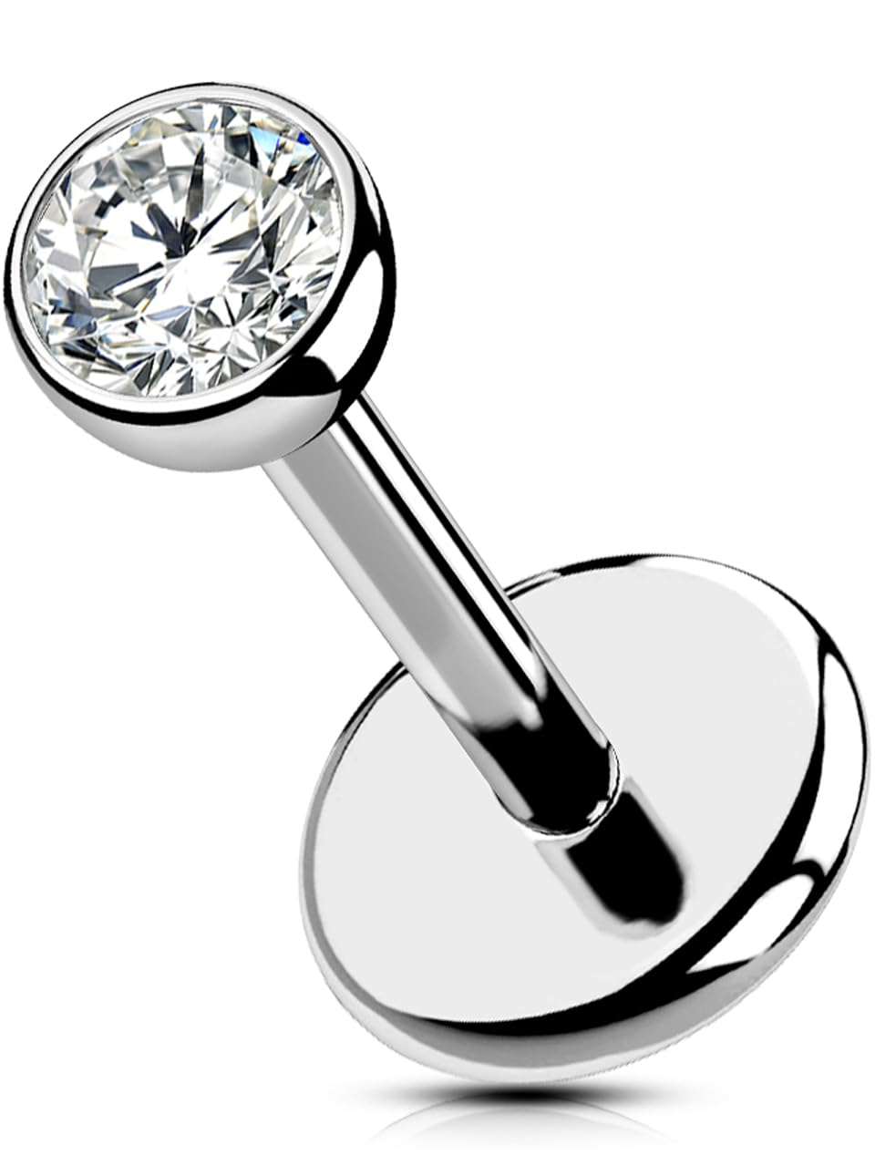 OUFER Body Piercing5/6/8/10/12mm Push in Labret Piercing Stud 20G Helix Piercing Titanium Lip Labret Stud Tragus Threadless Helix Cartilage Stud Bar Piercing Jewellery