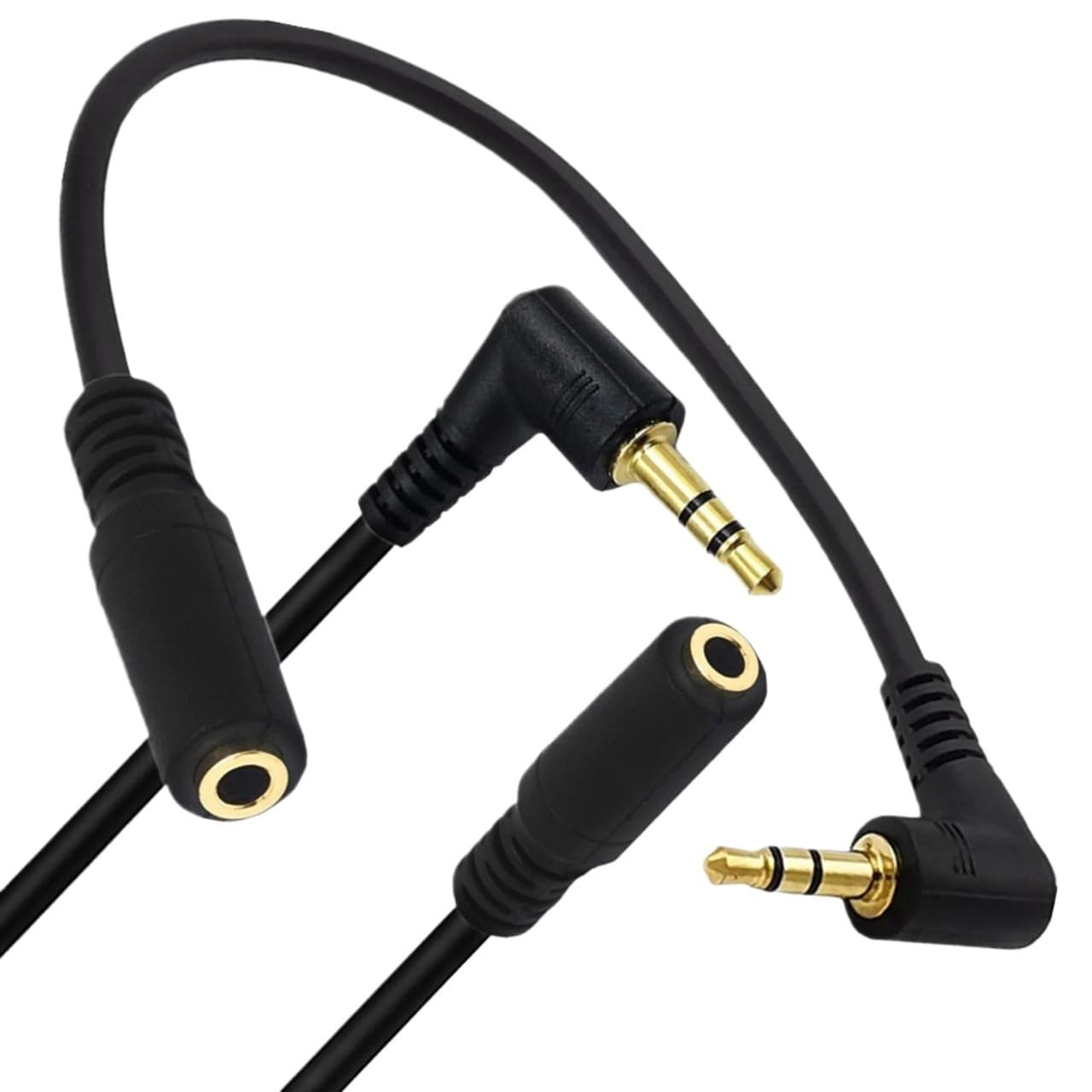 1 câble adaptateur audio stéréo mâle à angle droit TRS 3,5 mm vers 3 pôles femelle 3,5 mm doré
