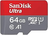 SanDisk 64GB Ultra microSDXC card + SD adapter up to 120 MB/s with A1 App Performance UHS-I Class 10 U1 64GB Single Pack