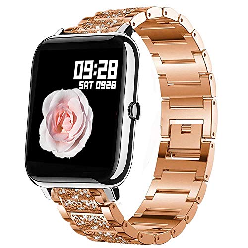 Compatible for Donerton Smartwatch Band, Jewelry Diamond Straps Compatible for Donerton Smartwatch / FirYawee Smartwatch / Virmee VT3 / Popglory P22 Smartwatch / itouch air 3 40mm and more (Rose Gold)
