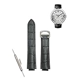 Replacement 18MM New Genuine Leather Watch Band Strap For CARTIER Ballon Bleu Black