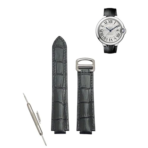 Replacement 18MM New Genuine Leather Watch Band Strap For CARTIER Ballon Bleu Black