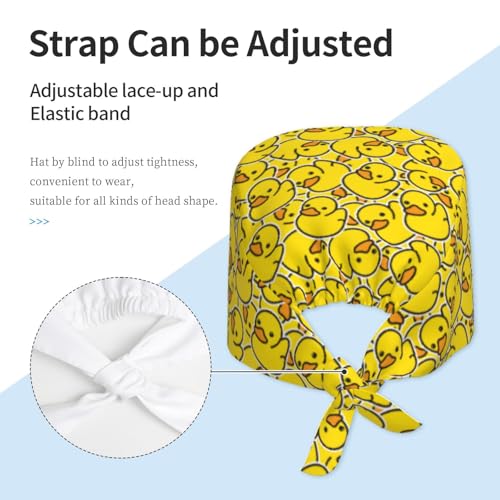 Image of Surgical Caps Men Women, Scrub Cap with Sweatband Adjustable | Tie Back Nurse Cap, Nursing Breathable Working Hat, Scrub Cap, Medical Hats