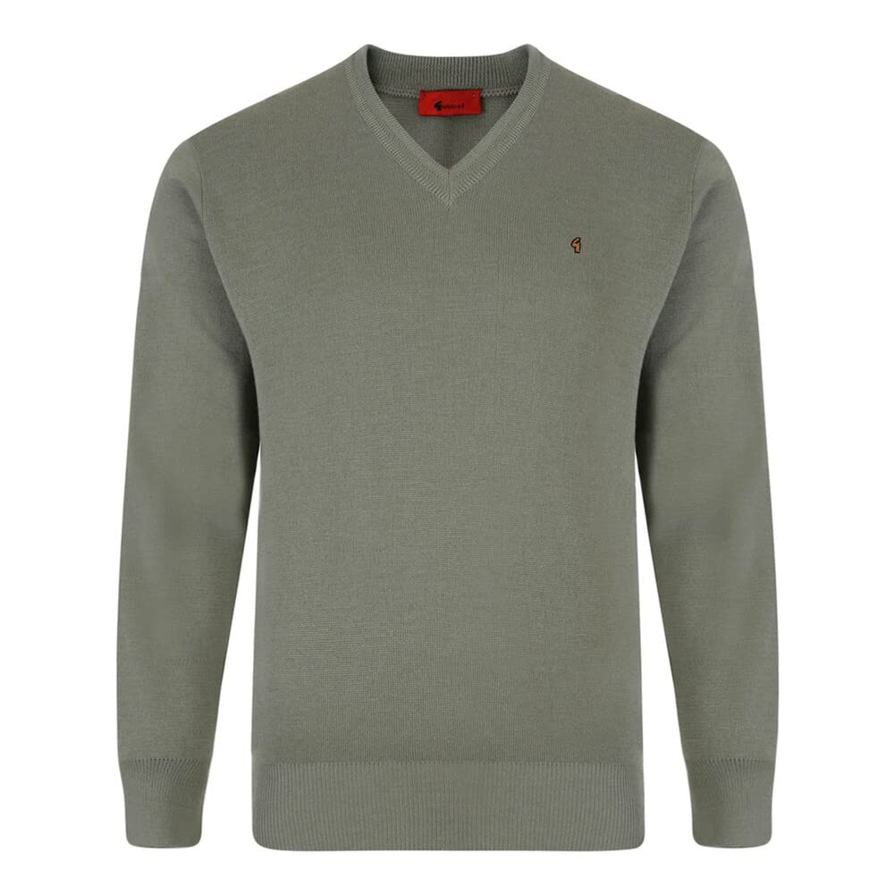 Gabicci Plain V-Neck Sweater (2XL, Olive)