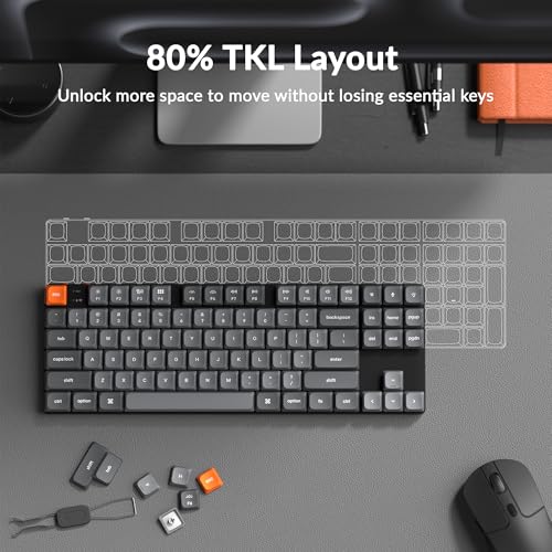 Image of Keychron K1 Max Ultra-Slim Wireless Mechanical Keyboard, 80% TKL Layout Bluetooth /2.4 GHz /Wired Keyboard with Low-Profile Gateron Red Switch, Hot-Swappable, RGB Backlit QMK for Mac Windows Linux