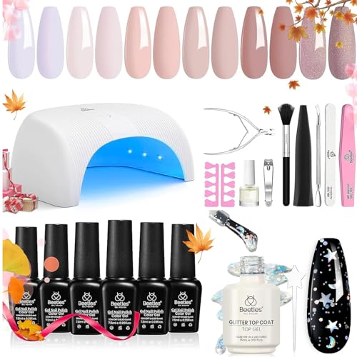 Kit Beetles Gel de Uñas con Luz Led, 6 colores Nude 15 ML miniatura 1