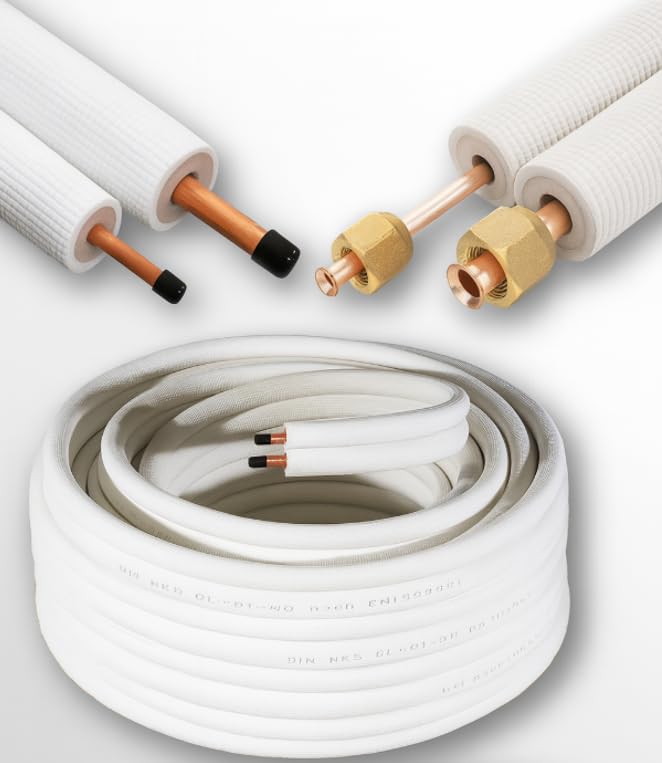 Kältemittelleitung 1/4' + 3/8' - 1m – 30m isoliertes Kupferrohr Split-Klimaanlagen, Kupferrohr Isoliert, Die vorisolierten Rohre für alle...