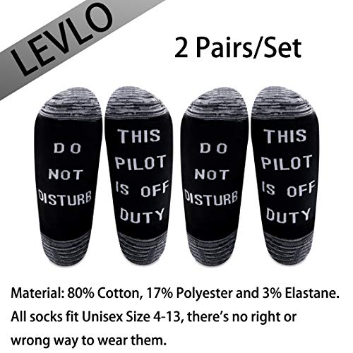 LEVLO Pilot Gift Pilot Off Duty Socks Do Not Disturb This Pilot is Off Duty Cotton Socks Funny Pilot Quote Socks for Men2
