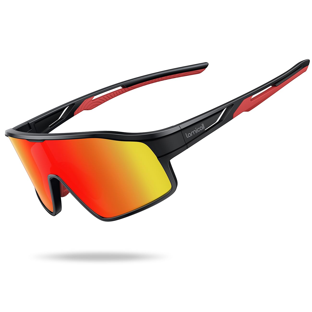 Lamicall Kids Polarized Cycling Sunglasses for Boys Girls - [22g TR90 Ultra-Light] UV400 Protection Children’s Sunglasses, Sports Glasses with Adjustable Nose Pad for Running Cycling - Red
