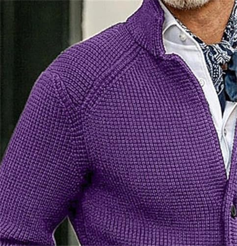 Casual Chunky Sweaters for Mens Knitted Cardigan Stand Collar Button Down Long Sleeve Knit Warm Tops3