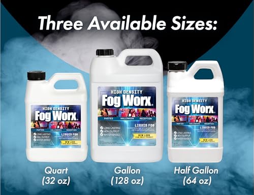 Image of FogWorx Extreme High Density Fog Juice - Long Lasting, High Output, Water Based Fog Machine Fluid - Half Gallon, 64oz (Pack of 2)