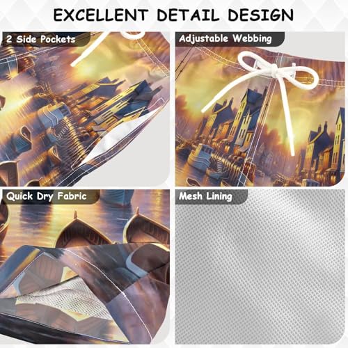 Ships Sunset Orange Boys Swim Trunks Quick Dry Toddler Swimsuit Boy Swimwear Board Shorts Bathing Suits 4T3