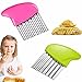 TuoFang Set di 2 Coltello per Patate, Tagliapatate a Lama Ondulata Inox, Taglierina per Fritte, Affettatrice per Patate Patatine, per Verdure da Cucina, Patate, Cetrioli, Carote (Verde,Rosa)