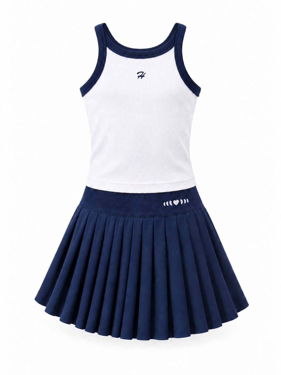 Girls Tennis Dress, 2-Piece Outfit Sleeveless Top and Pleated Skirt