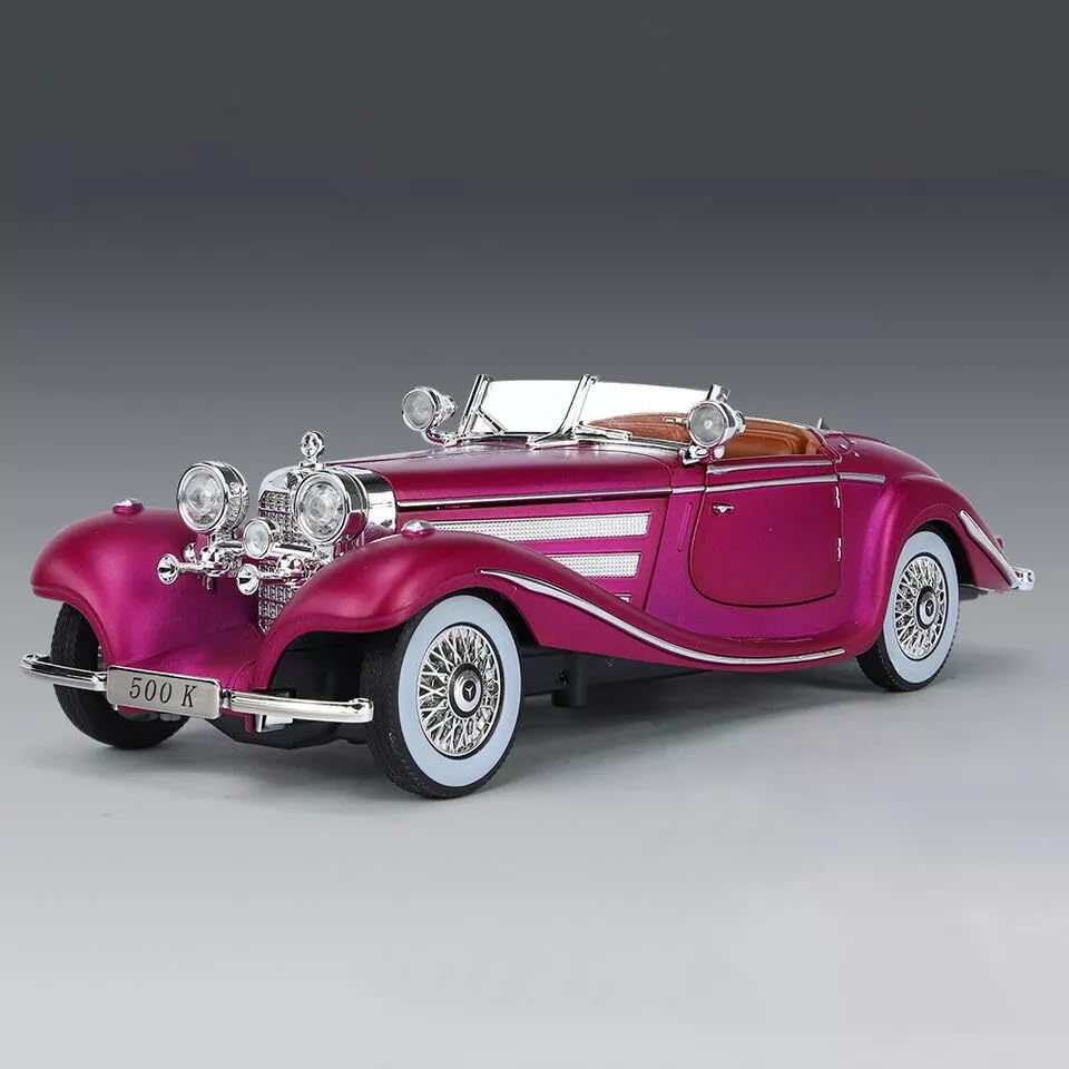 Image of Alokik Enterprise Compatible for 1:24 Mercedees Benz 500K Toy Car Model, Diecast Collectible Pull Back Model Car with Sound and Light, Toy Gift Vehicles for Adults Kids Boys Girls 【Pink Color】