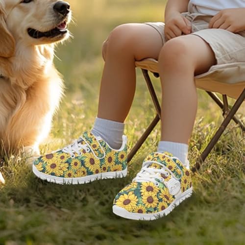 Kids Shoes Running Shoes Girls Boys Primary School Students Sports Shoes Spring and Autumn Casual Shoes Sunflowers Cute White Cat Pattern（White Sole）2