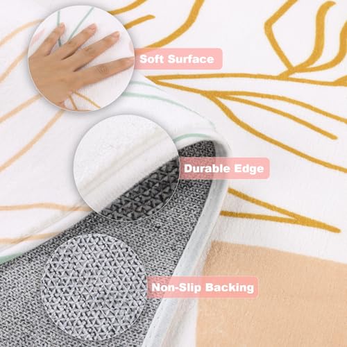 Yamaziot Washable Area Rug 5X7 Non-Slip Pink Boho Rug For Bedroom Cute Soft Throw Kids Nursery Rug thumb #2