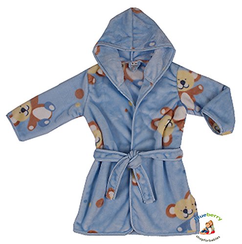 BlueberryShop - Albornoz de terciopelo con capucha (2 a 3 años), color azul