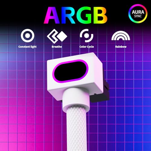 Image of 8PIN GPU Extension Cable, ARGB PC Cable with 5V 3Pin,18AWG 90 Right-Angle Design for Cleaner PC Builds,Male-to-Female Connectors Suitable for Various GPU and Power Supply.30CM(White-GPU-Clip A)