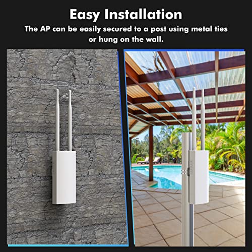 Outdoor Wifi Range Extender,Ueevii 2.4G/5.8G Wireless Gigabit Access Point With 2 * 5Dbi Antenna, Power Amplifier,48V Poe Adapter, Ip66 Weatherproof, Perfect For Backyard, Garage, Barn, Garage,1-Pack #TOP6