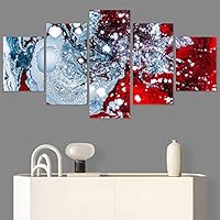 SIGNWIN 5 Panel Canvas Wall Art Modern Art 3D Abstract Abstract Brushstroke Contemporary Digital Art Fun Multicolor for Home Decorations Ready to Hang - 60