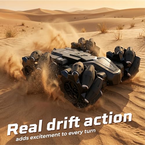 Image of Lifelong Remote Control Drift Car Black | 4x4 Stunt with Rechargeable Battery | Double-Sided High Speed 360 Rotating Flip Action | Shockproof & BIS Approved for Kids 3-12 Yrs (LLCRCDC03)