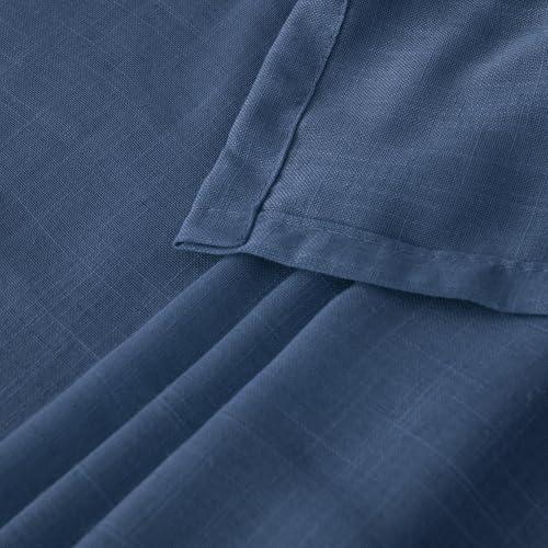 Image of BGment Navy Blue Small Linen Curtains 36 Inch Length for Kitchen Window, Semi Sheer Drapes Lightweight for Bathroom Cafe Decor with Rod Pocket, 2 Panels Set, 30 Inch Wide