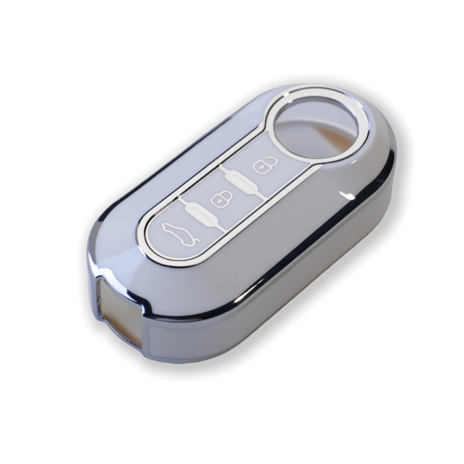 RUXYAXFOL TPU Cover Chiave Auto per Fiat 500 Punto Bravo Brava Panda Doblo Ducato Idea Line Ulysse Tipo Lancia Ypslon Delta Musa Custodie Chiave Auto, 2 pezzi, bianco argento