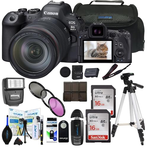 Image of Canon EOS R6 Mark II Mirrorless Camera with PIXIBYTES Microfiber Cleaning Cloth (Body w /Lens + Pro Bundle)