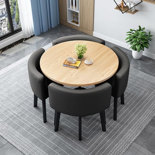 Round/Square Dining table Set with Chairs, Modern Conference Table and 4 Chairs Set, Reception Table...