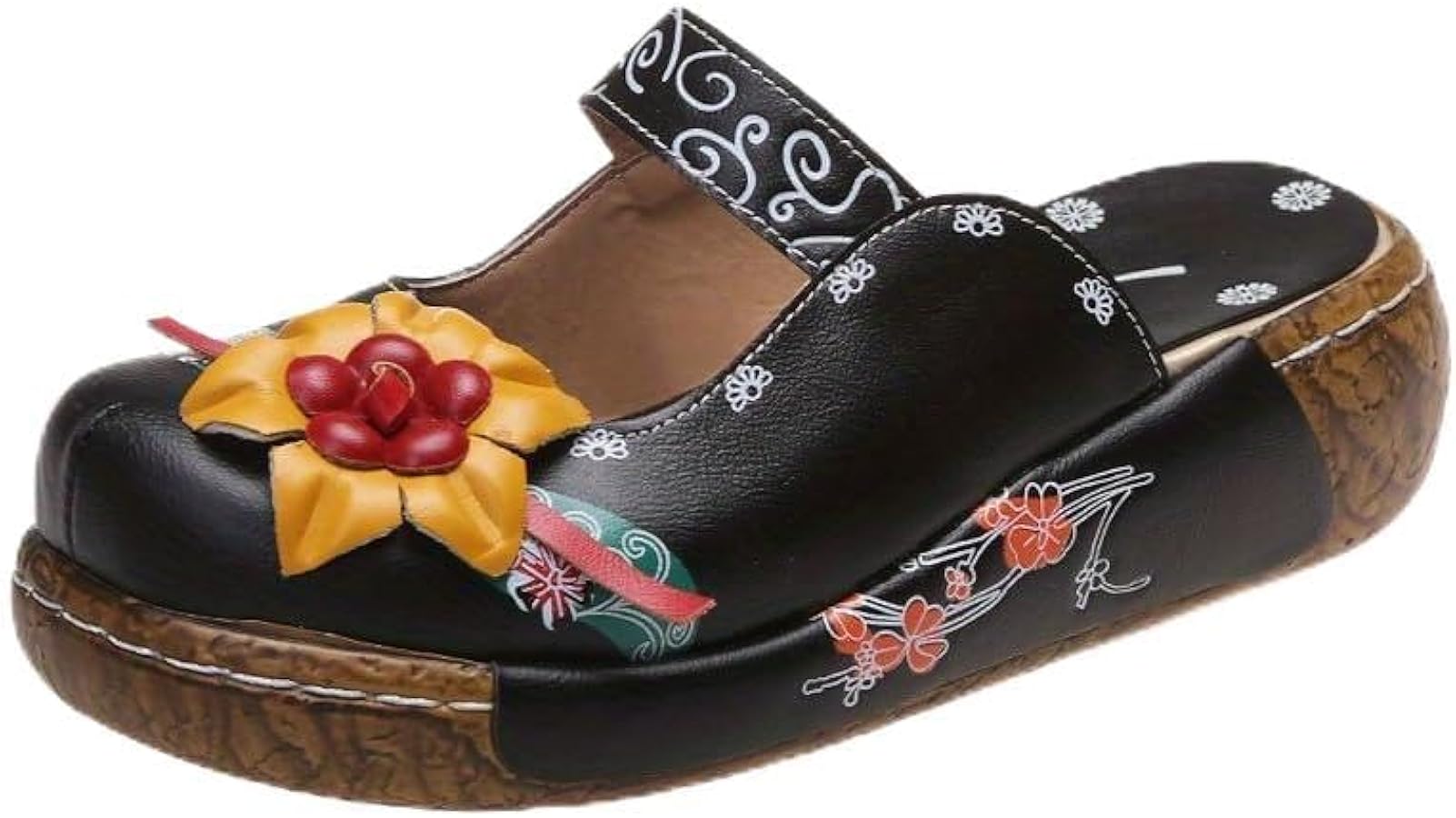 Amazon.com | Hhhchpm Women's Tribal Flower Platform Mules - Closed
