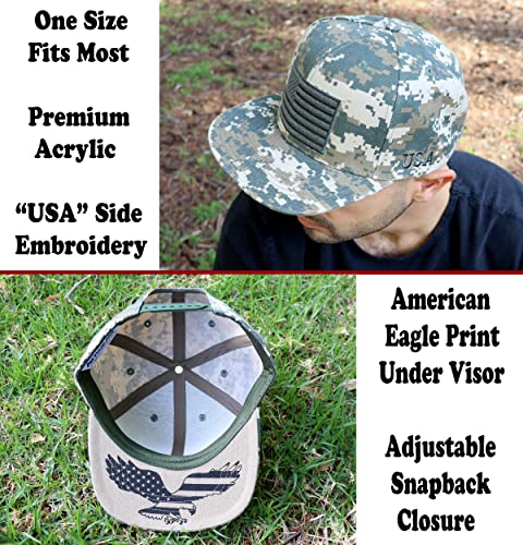 Image of Antourage American Flag Unisex Baseball Hat for Men and Women | USA Flag Mesh Snapback Flat Visor Cap + 2 Patriotic Patches