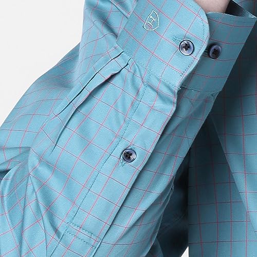 Image of J. HAMPSTEAD Cotton Regular Fit Checks Formal Shirt for Men (JS11151F)