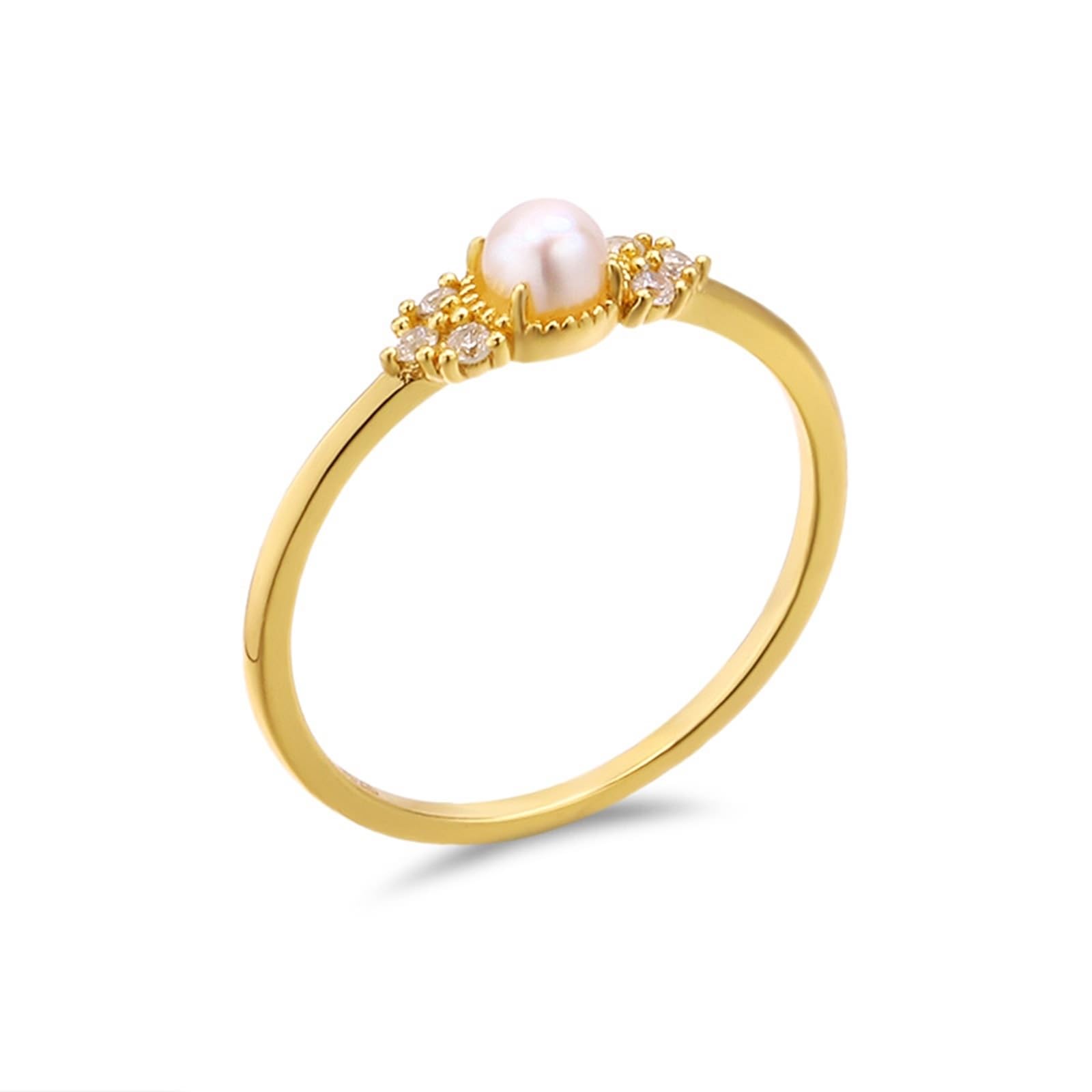 Anello solitario in oro giallo Au 375/585/750, gioiello con perla, forma classica