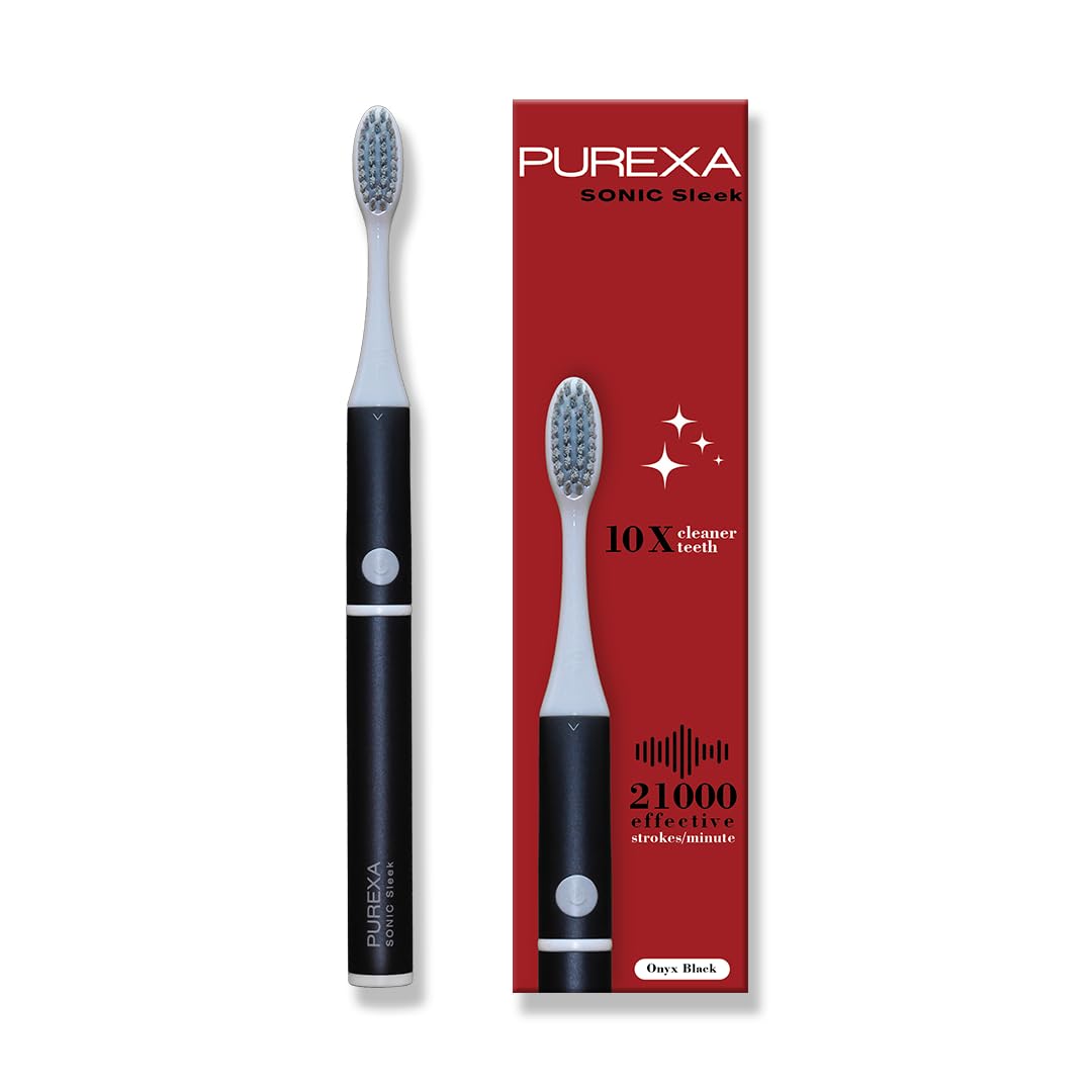 Purexa Electric Toothbrush for Adults with 2 Brush Heads & 4 Cleaning Modes for Men & Women | AAA Battery Brush, 180 Days Use | Soft Bristle Toothbrush | Electric Brush for Oral Care, Teeth Whitening | Onyx Black | Best Electric Toothbrush (B0CPSTZCFT) Amazon Price History, Amazon Price Tracker
