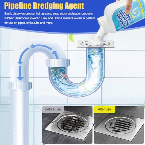 Image of Pipeline Dredging Agent, Drain Clog Remover, Powerful Sink Drain Cleaner | for Bathroom and Kitchen Sink Pipe Unclog