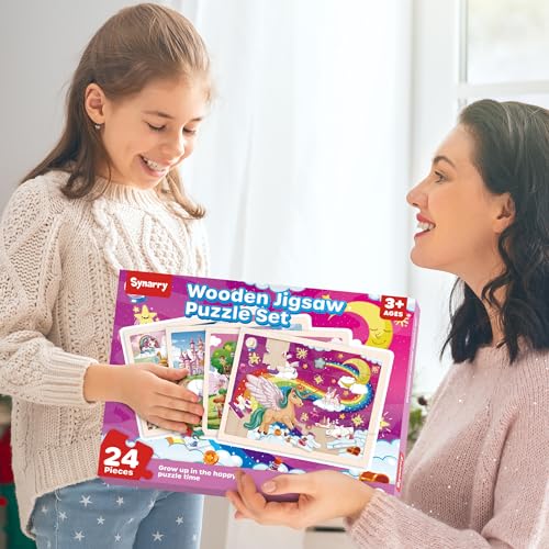 Synarry AMZ-067 Large Unicorn Princess Fairy Wooden Puzzles For Girls Gift Box(12.2*9.4 In) - Fsc Certified, 24 Pcs Puzzles For Kids Ages 4-6 thumb #6