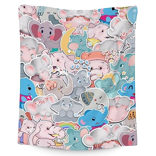 Elephant Blanket Gifts - 60"x80" Cute Throw for Women Girls - Colorful Soft Fuzzy Blankets for Bed, Couch & Living Room