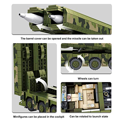 QIXIAOCYB Technik Bausteine Modellbausatz Raketenfahrzeug Modell Militär Panzer Auto Spielzeug Kompatibel mit Technic… – Bild 5