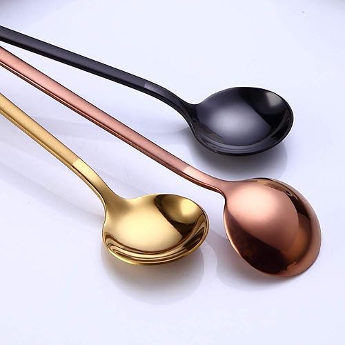 Miniatura 6 de Paquete de 10 cucharas de espresso, mini cucharaditas de acero inoxidable chapadas en negro para café, azúcar, postre, pastel, helado, sopa