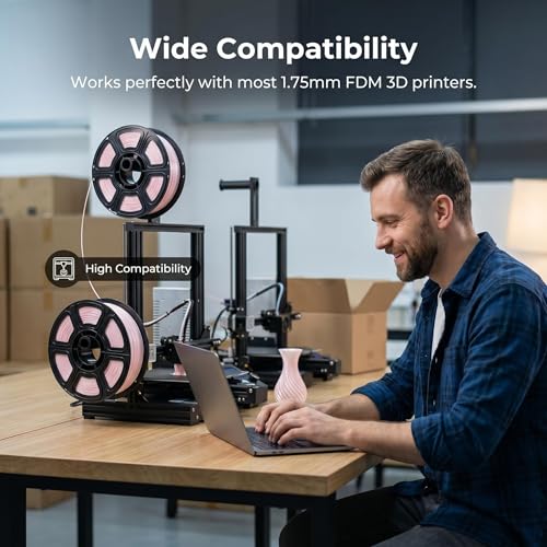 Image of PLA Filament 1.75mm Milky Pink 1KG, Clog-Free 3D Printer Filament Dimensional Accuracy + /- 0.02mm,High Speed Printing 1kg Spool(2.2lbs) 3D Printing Filament Fits for Most FDM 3D Printer