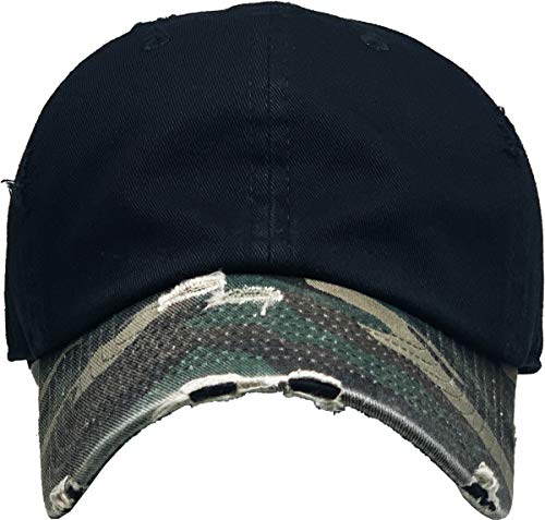 Image of KBETHOS Vintage Washed Distressed Cotton Dad Hat Baseball Cap Adjustable Polo Trucker Unisex Style Headwear