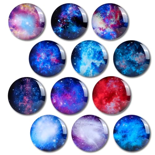 Risipu Imanes para nevera, 12 imanes de cristal coloridos para nevera, adecuados para pizarras blancas magnéticas, tableros de pines, cocina y regalos para niños, imanes iluminados por estrellas