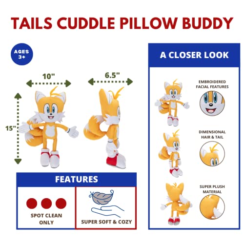 Image of Sonic The Hedgehog Tails, Anime, Bedding Super Soft Plush Cuddle Pillow Buddy, (Official Sega Product) By Franco