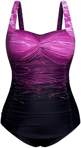 Hanna Nikole Damen Große Größen Einteiliger Badeanzug Bauchweg Bademode Swimsuit V-Ausschnitt Ruched Monokinis