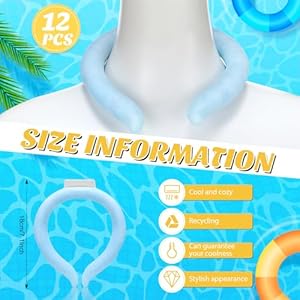 12 pcs cooling neck wraps reusable ice neck cooler wearable ice packs tube ice collar ring hands free gel freeze below 78 fahrenheit for hot weather summer outdoor heat dissipation  urban country home decor