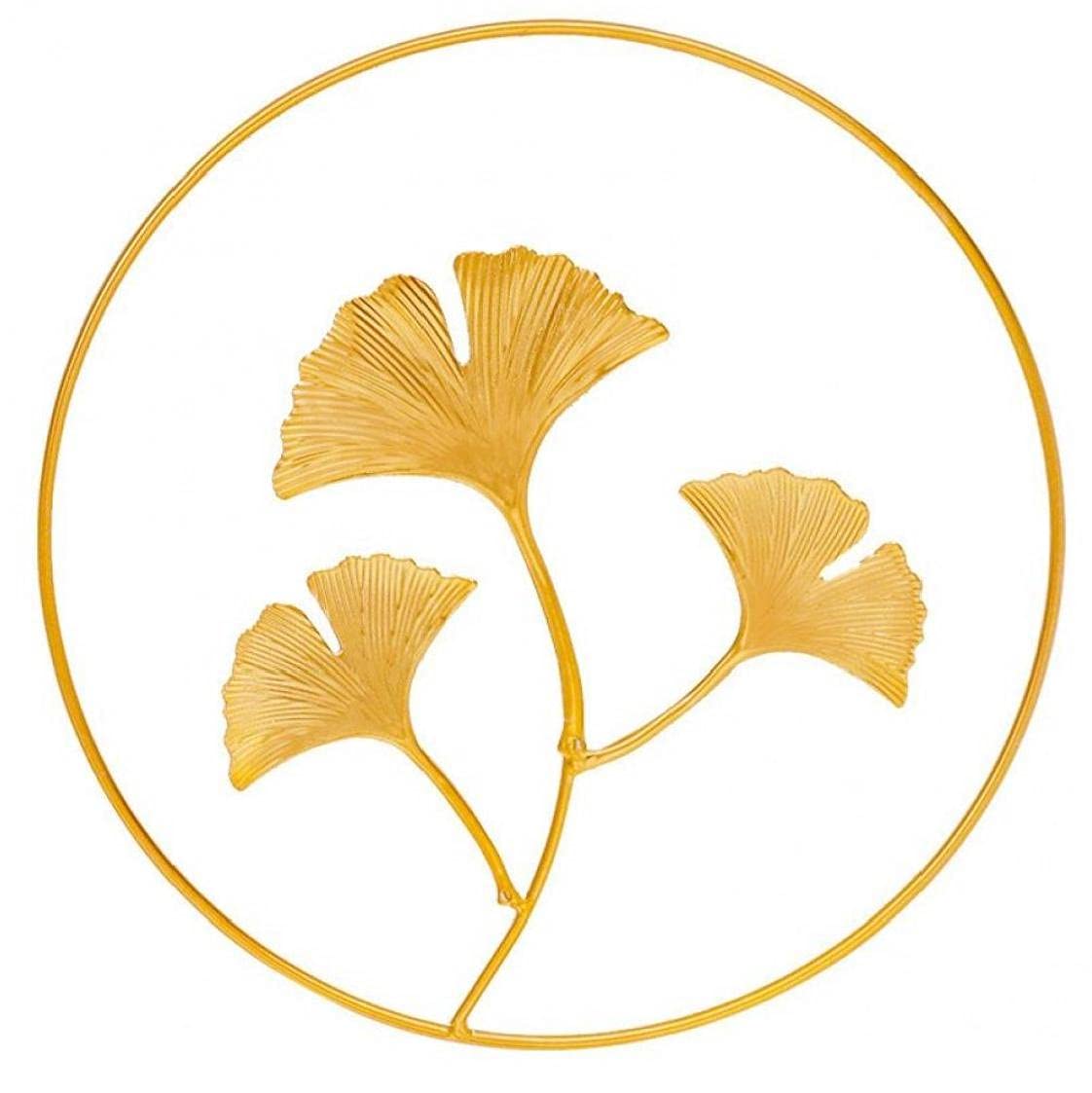 Ruluti Metal Wall Art Decor Golden Ginkgo Biloba Wall Hanging Sculptures Decorations for Living Room Bedroom Bathroom Office