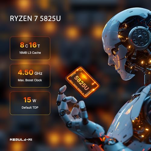 origimagic N1 Mini PC,con Ryzen 7 5825U Processore(8C/16T,fino a 4.5GHz),32GB RAM DDR4,1TB NVMe SSD,Mini PC Gaming Doppio HDMI/WiFi6/BT 5.2/2.5G LAN/WOL/Auto Power On