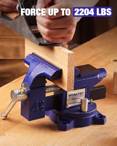 WORKPRO Bench Vise, 4-1/2" Vice for Workbench, Utility Combination Pipe Home Vise, Swivel Base Bench for Woodworking - Image 3